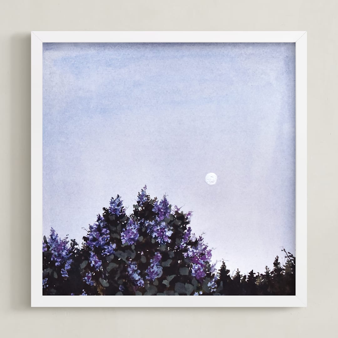 "Lilac Moon" - Art Print in Lilac Purple by Emma Ballou - Framed