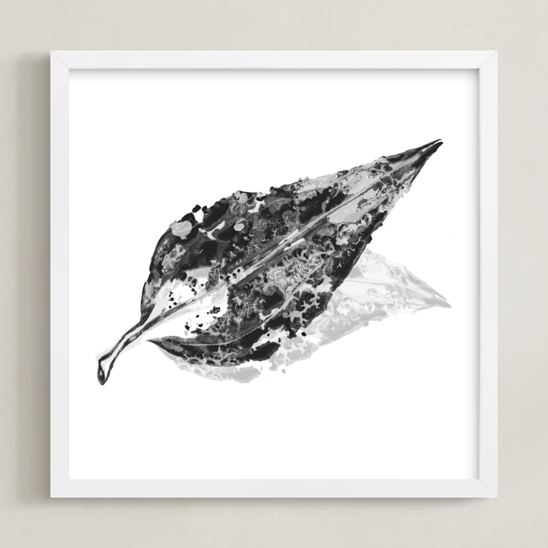 "Abstract Leaf" - Art Print in Black & White by Carole Crohan - CaroleeXpressions - Framed
