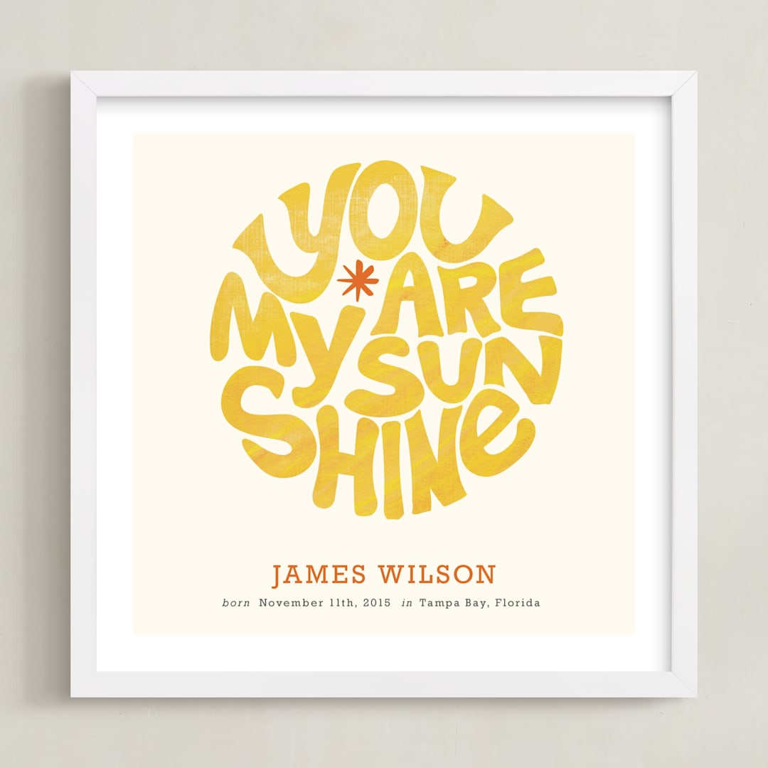 "Forever Sunshine" - Personalized Art Print in Goldenrod by Carrie ONeal - Framed