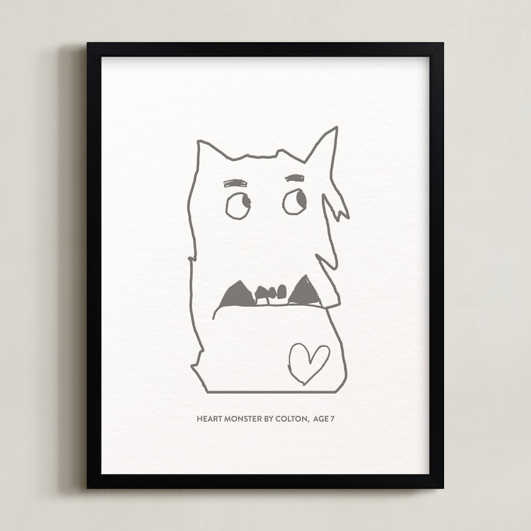 "Your Drawing: Portrait Custom Letterpress Print" - Custom Letterpress Print in Black by Minted - Framed