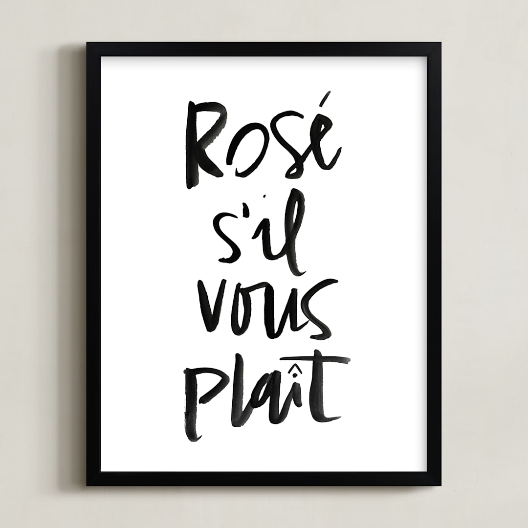 "Rosé S'il Vous Plaît" - Art Print in Snow by Annie Montgomery - Framed