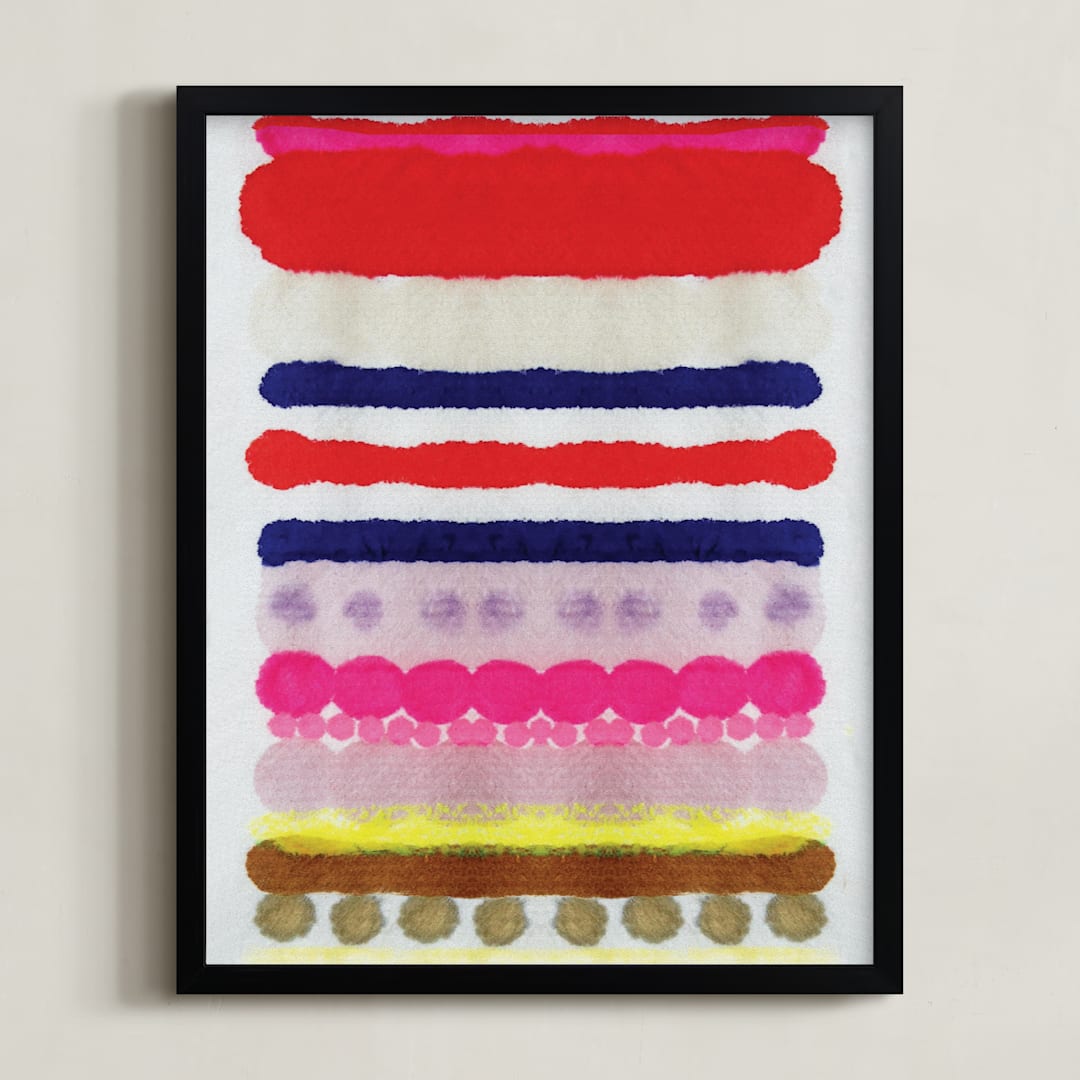 "Linked No 3" - Art Print in Ruby Red by HAPI ART - Framed