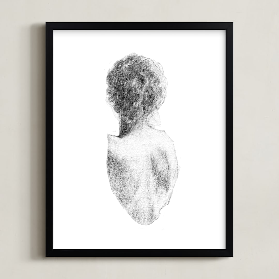 "Figure Drawing No.17" - Art Print in Graphite by Jess Blazejewski - Framed