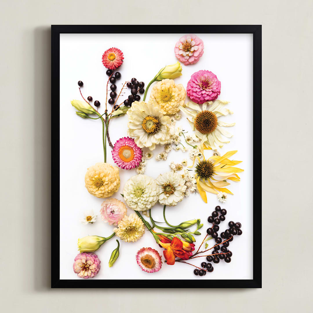 "Bloom Baby Bloom" - Art Print in Classic Rose by Theresa Bear - Framed