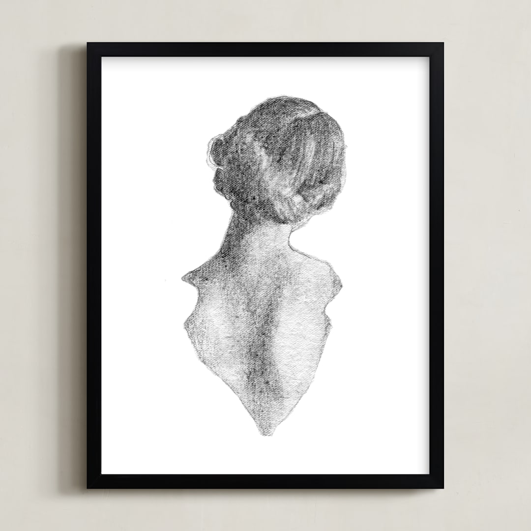 "Figure Drawing No.16" - Art Print in Graphite by Jess Blazejewski - Framed