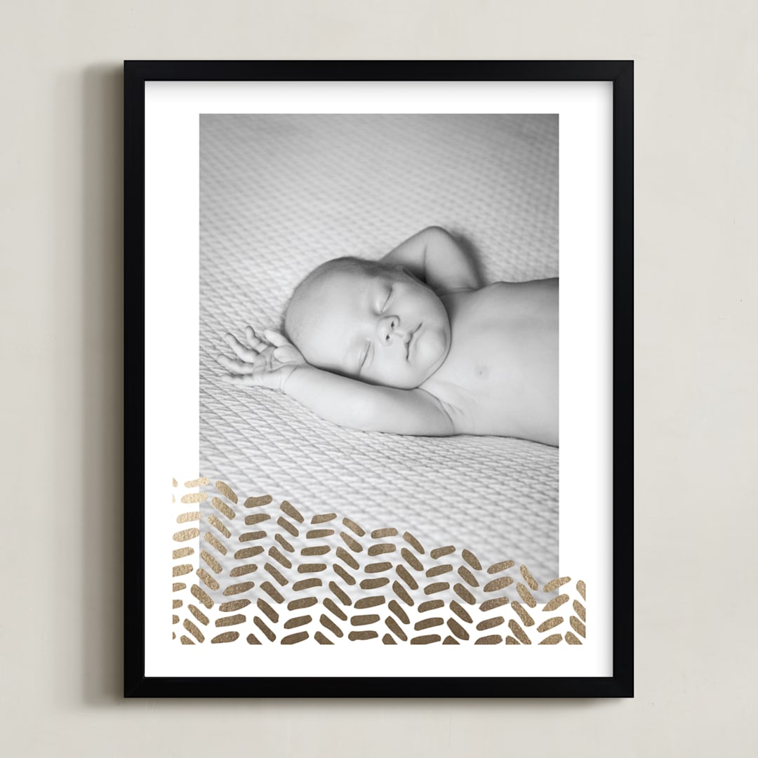 "Hand Painted Chevron" - Personalized Foil-Pressed Art Print in Gold by Aspacia Kusulas - Framed