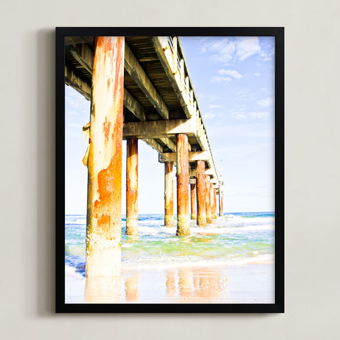 "Rusty Bridge" - Art Print in Rust red by Katrina Leandro - Framed