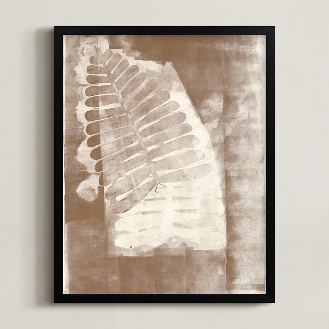 "Contemporary Botanical Series 3" - Art Print in Bronze by Angela Simeone - Framed