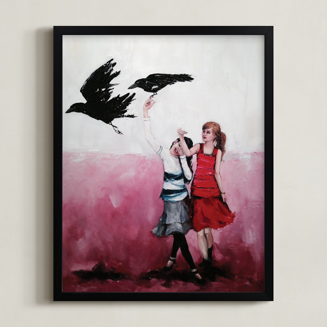 "Friends Indeed" - Art Print in Inner Peony by Jamie Peterson - Framed