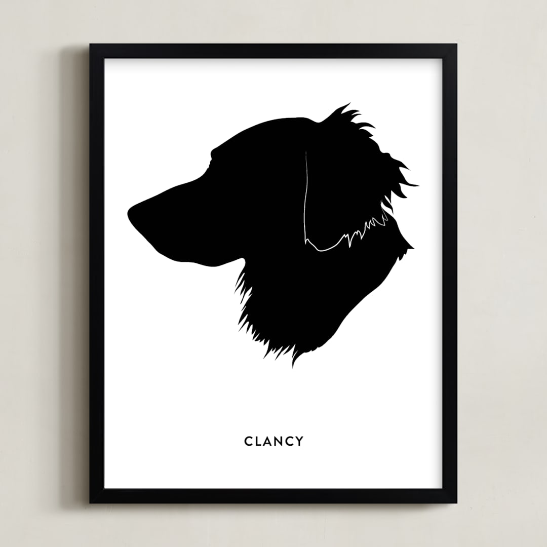 "Pet Silhouette: Custom Print with Text " - Custom Print in Black by Minted - Framed