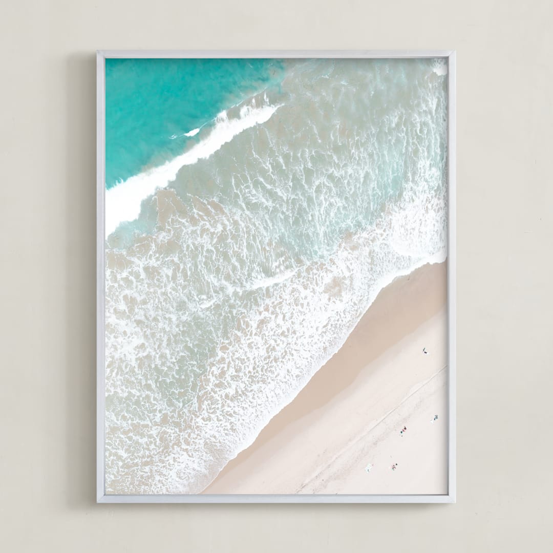 "In between " - Art Print in Blue turquoise by Caroline Mint - Framed