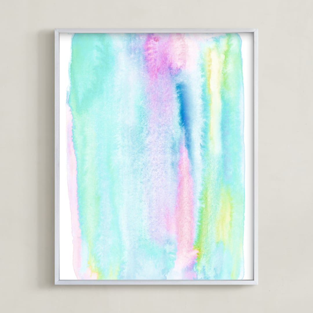 "Candy Calm" - Art Print in Candy Blues by Belia Simm - Framed