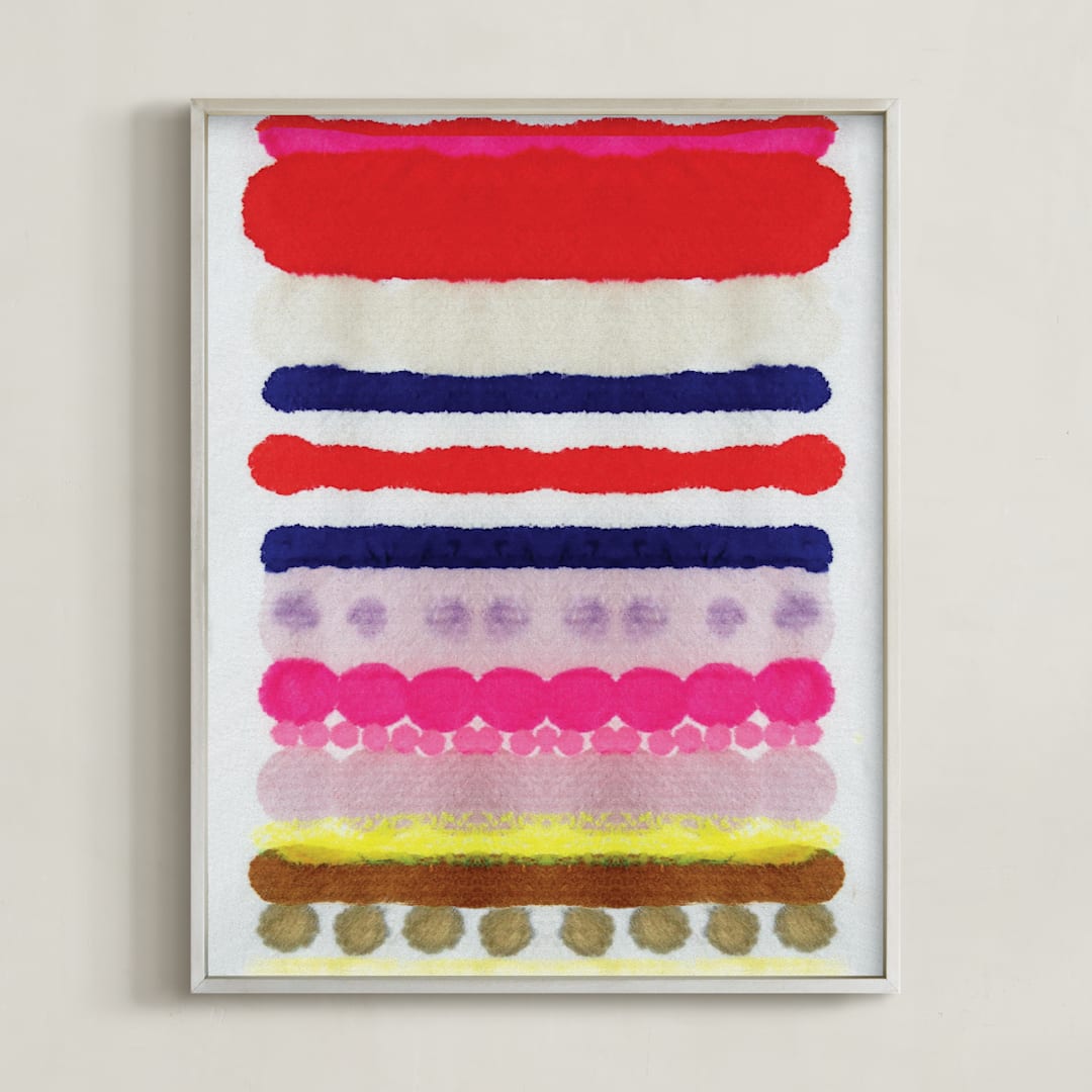"Linked No 3" - Art Print in Ruby Red by HAPI ART - Framed