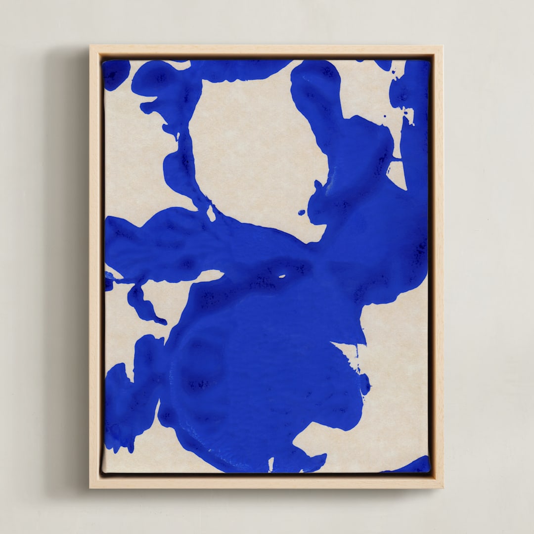 "Blue Ink Ocean" - Art Print in Ocean Blue by cyrille gulassa - Framed Canvas