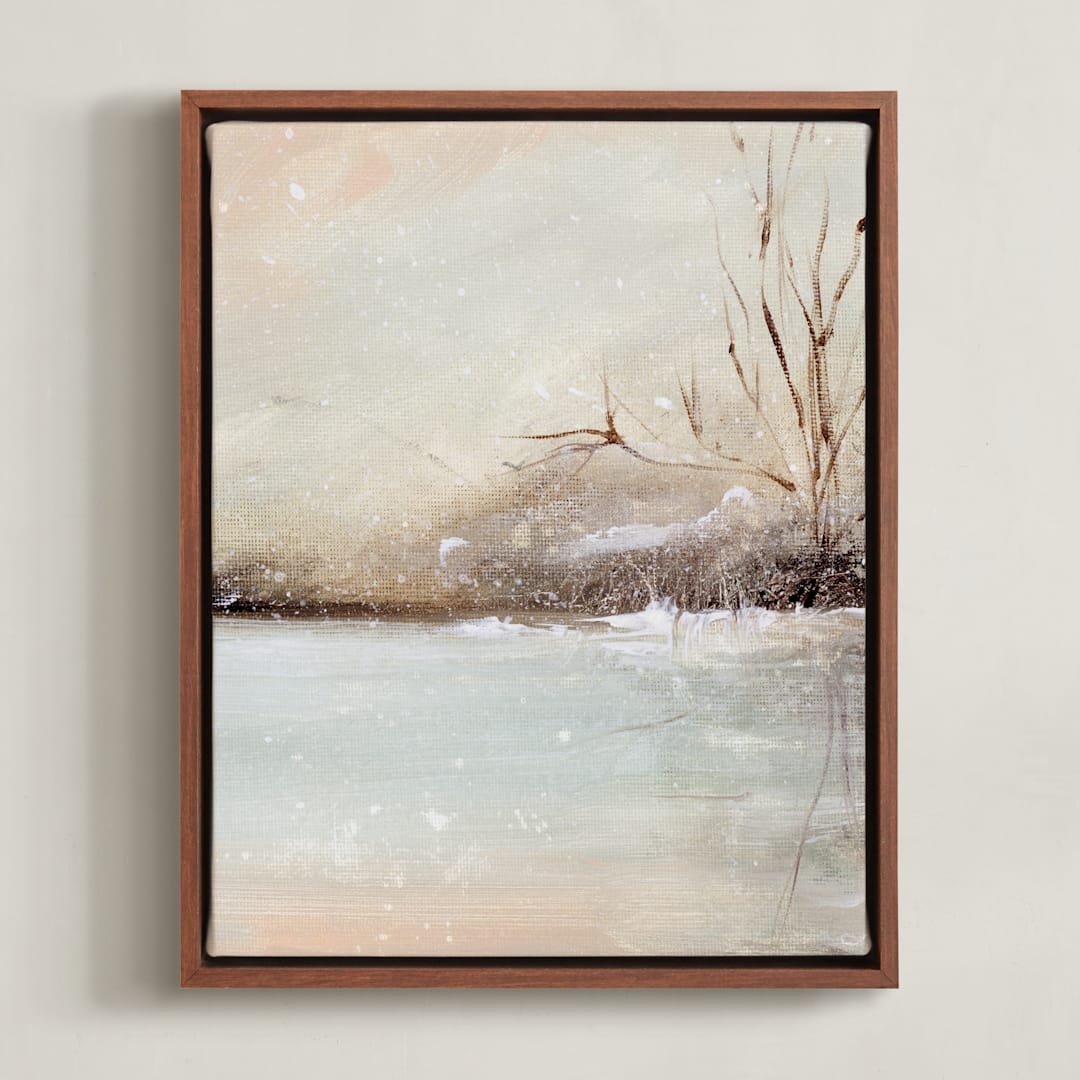 "Winter Walk 2" - Art Print in Peach by Lindsay Megahed - Framed Canvas