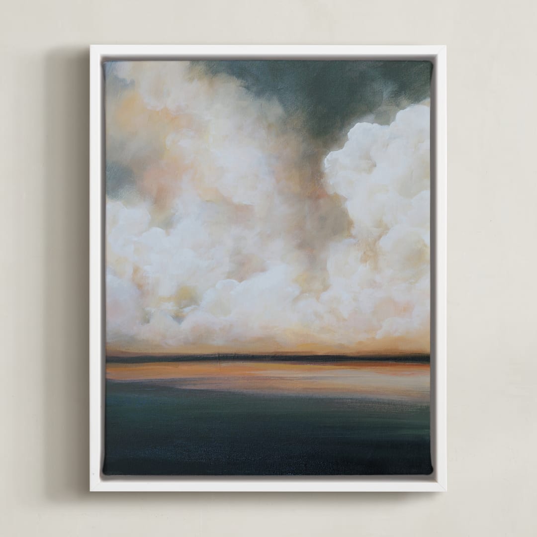 "Reunion 1" - Art Print in Peach by Mya Bessette - Framed Canvas