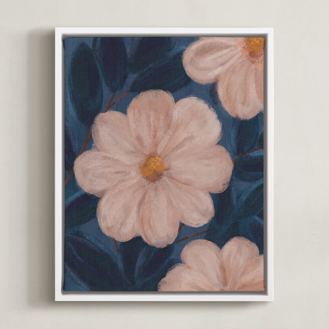 "Moody Florals II" - Art Print in Pale Pink by Angel Walker - Framed Canvas