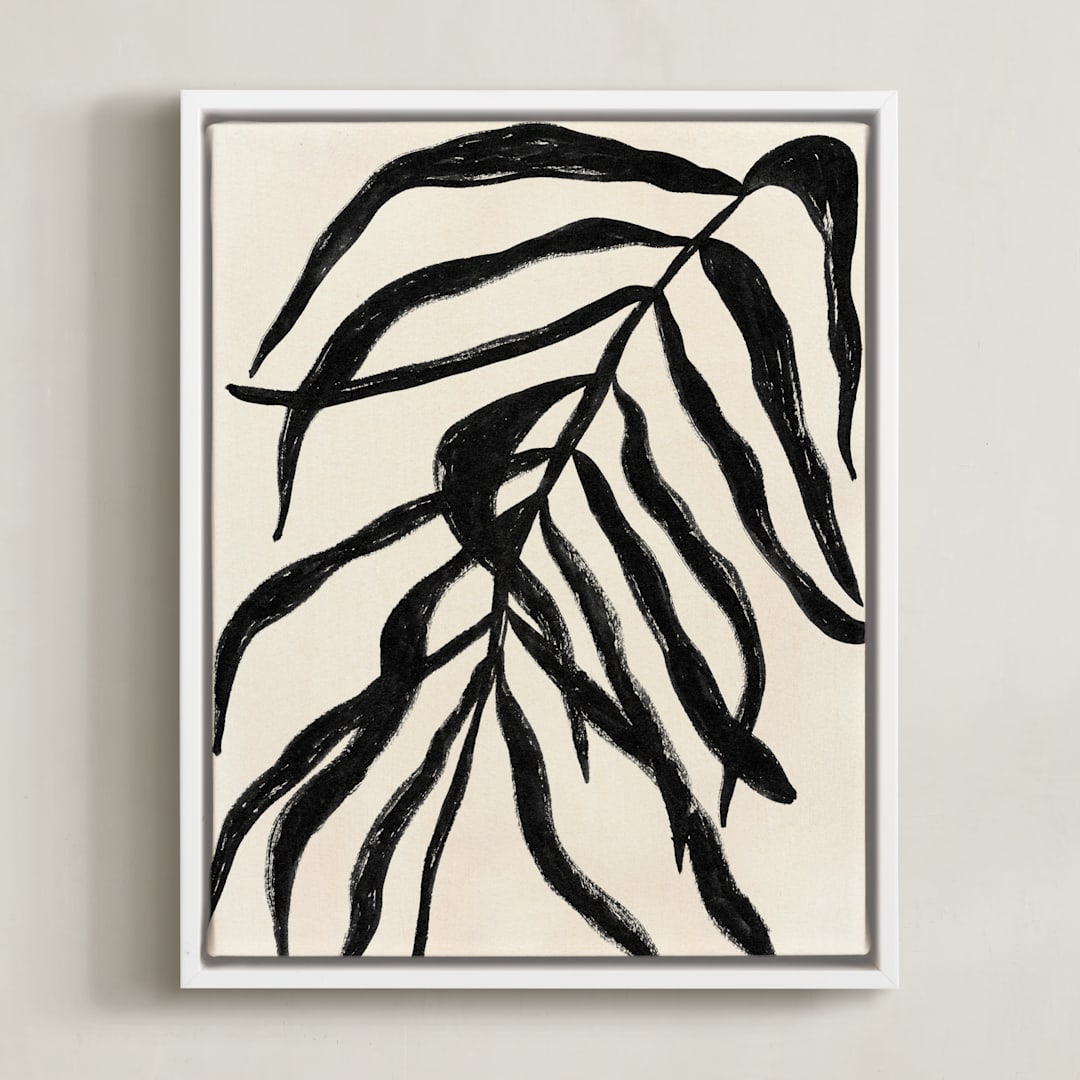"Solitaire Plant" - Art Print in Deep Black by flvx studio - Framed Canvas