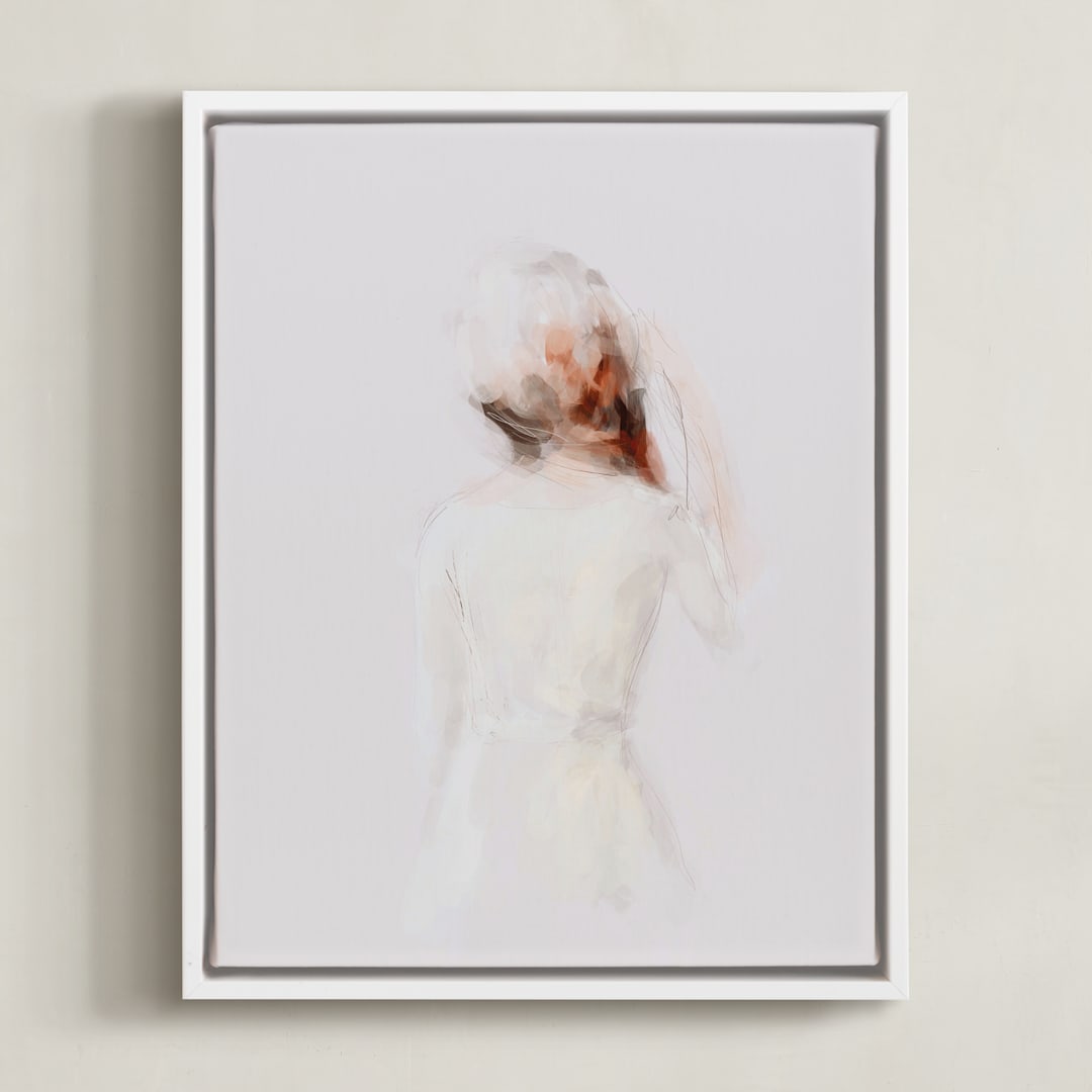 "The Figure" - Art Print in Neutral by Lori Wemple - Framed Canvas