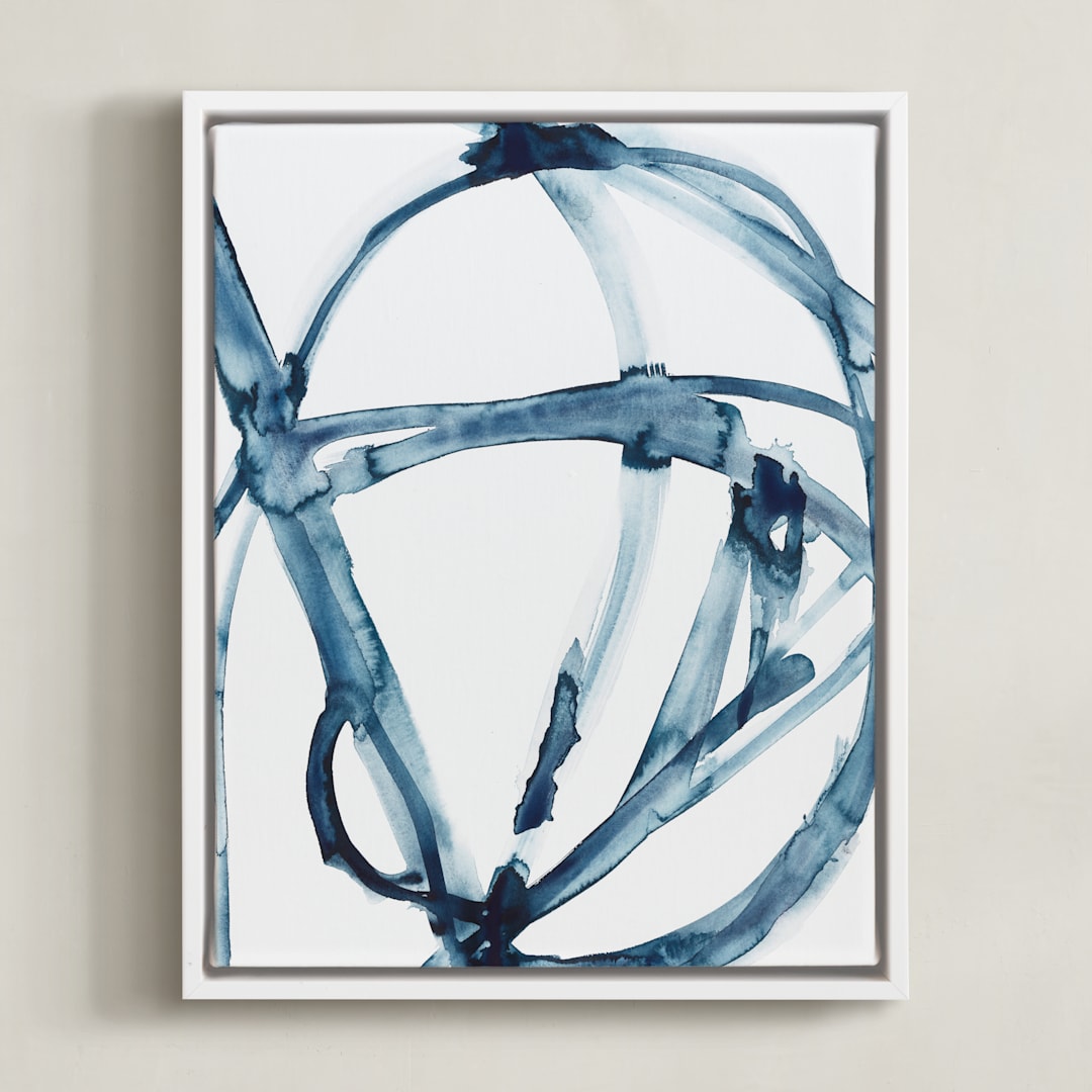 "Indigo Plant Cell" - Art Print in Indigo Blue by Mary Gaspar - Framed Canvas
