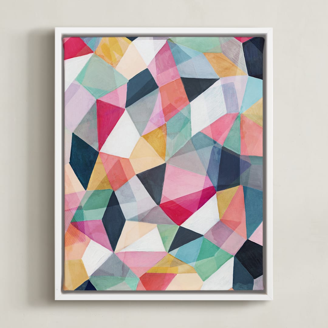"Kaleidoscope No.1" - Art Print in Cerise by Hooray Creative - Framed Canvas