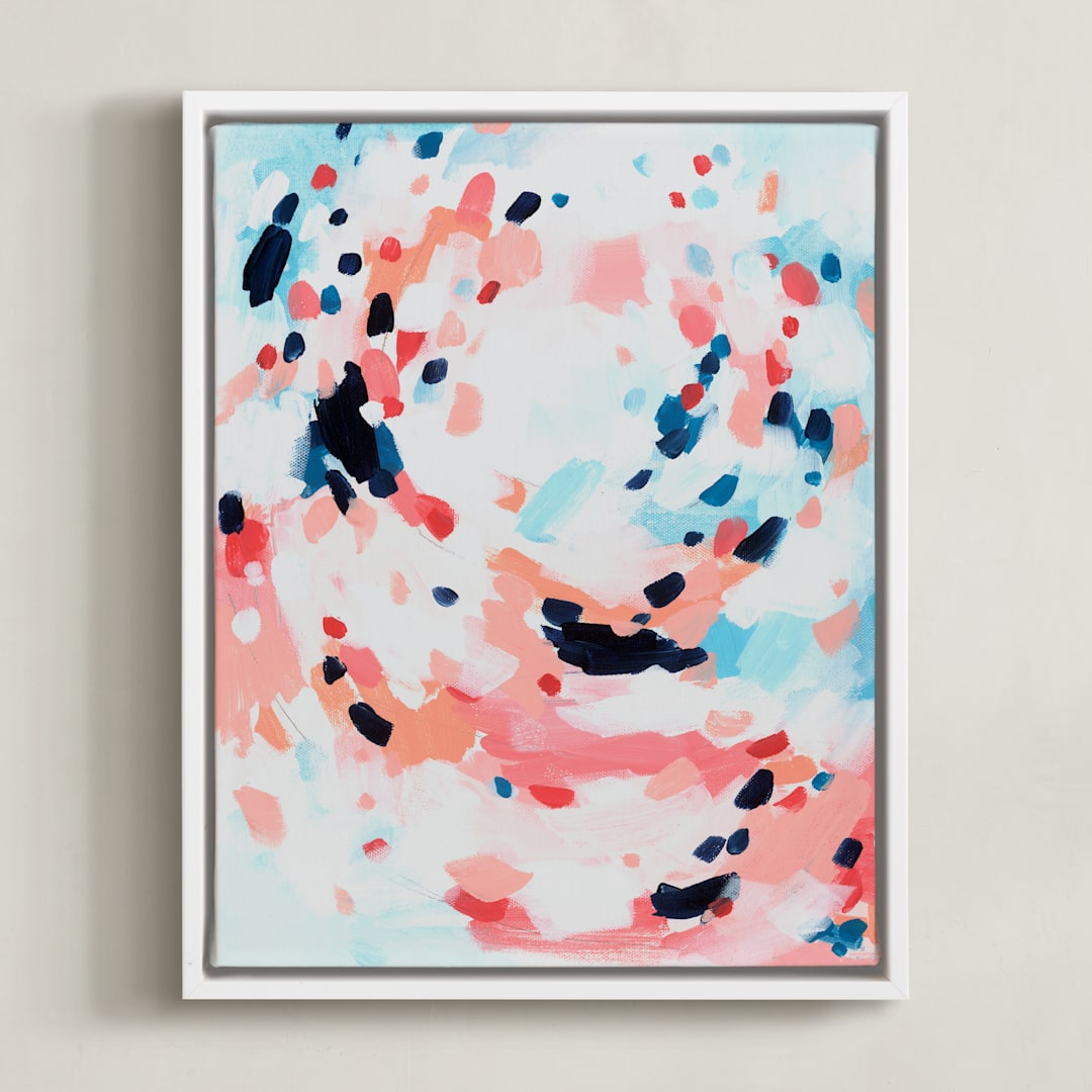"Grapefruity" - Art Print in Coral by Katie Craig - Framed Canvas