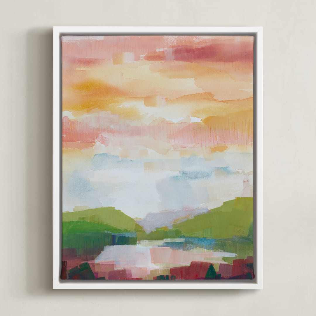 "Leaving Ojai" - Art Print in Vibrant Pink by sue prue - Framed Canvas