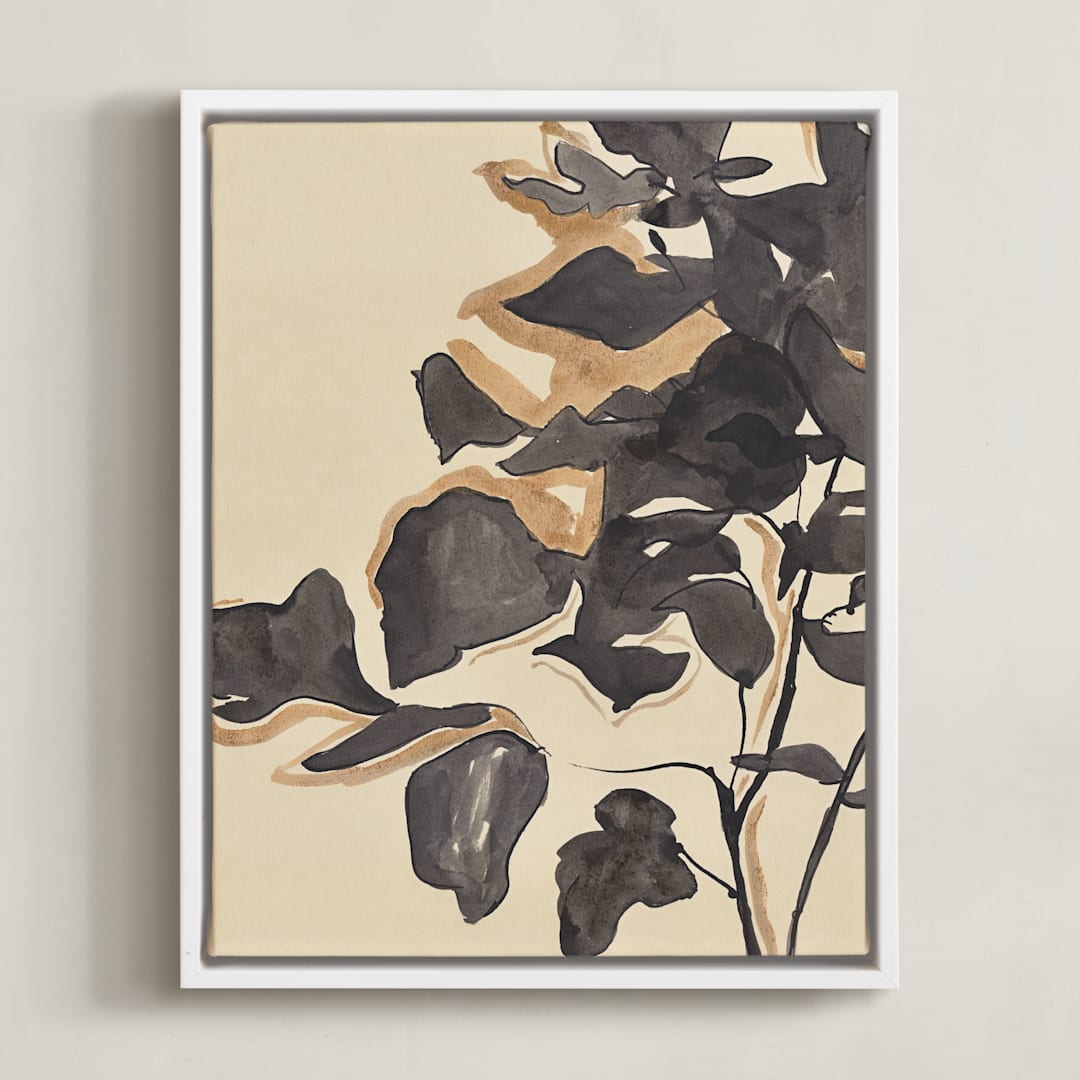 "Young Fig" - Art Print in Cream by Laura Condouris - Framed Canvas