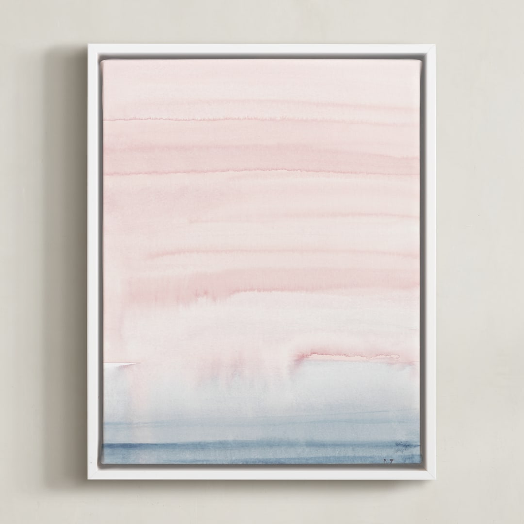 "Cascading Sky" - Art Print in Blush Pink by Little Valley Studio - Framed Canvas