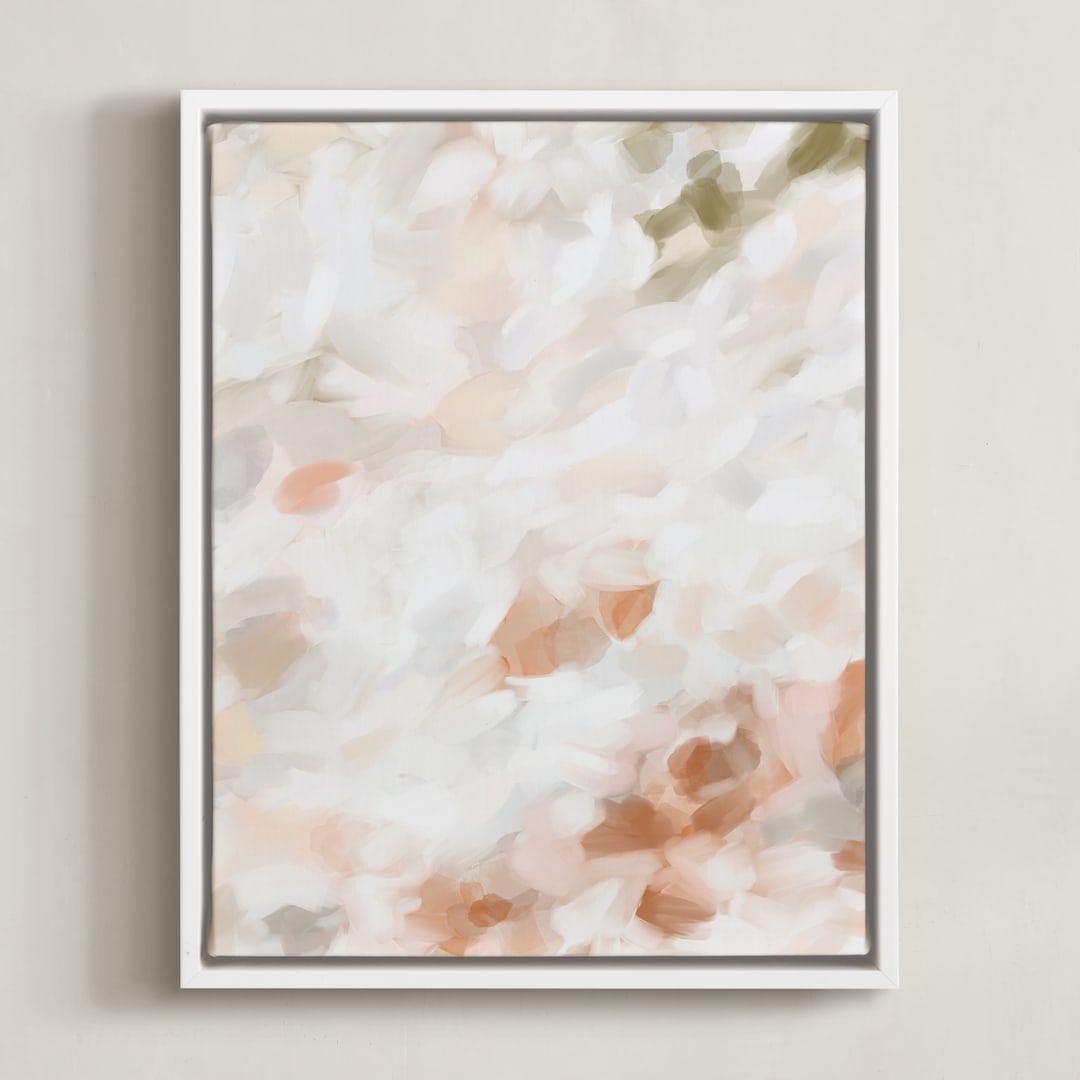 "Whispered 1" - Art Print in coral by Melanie Severin - Framed Canvas