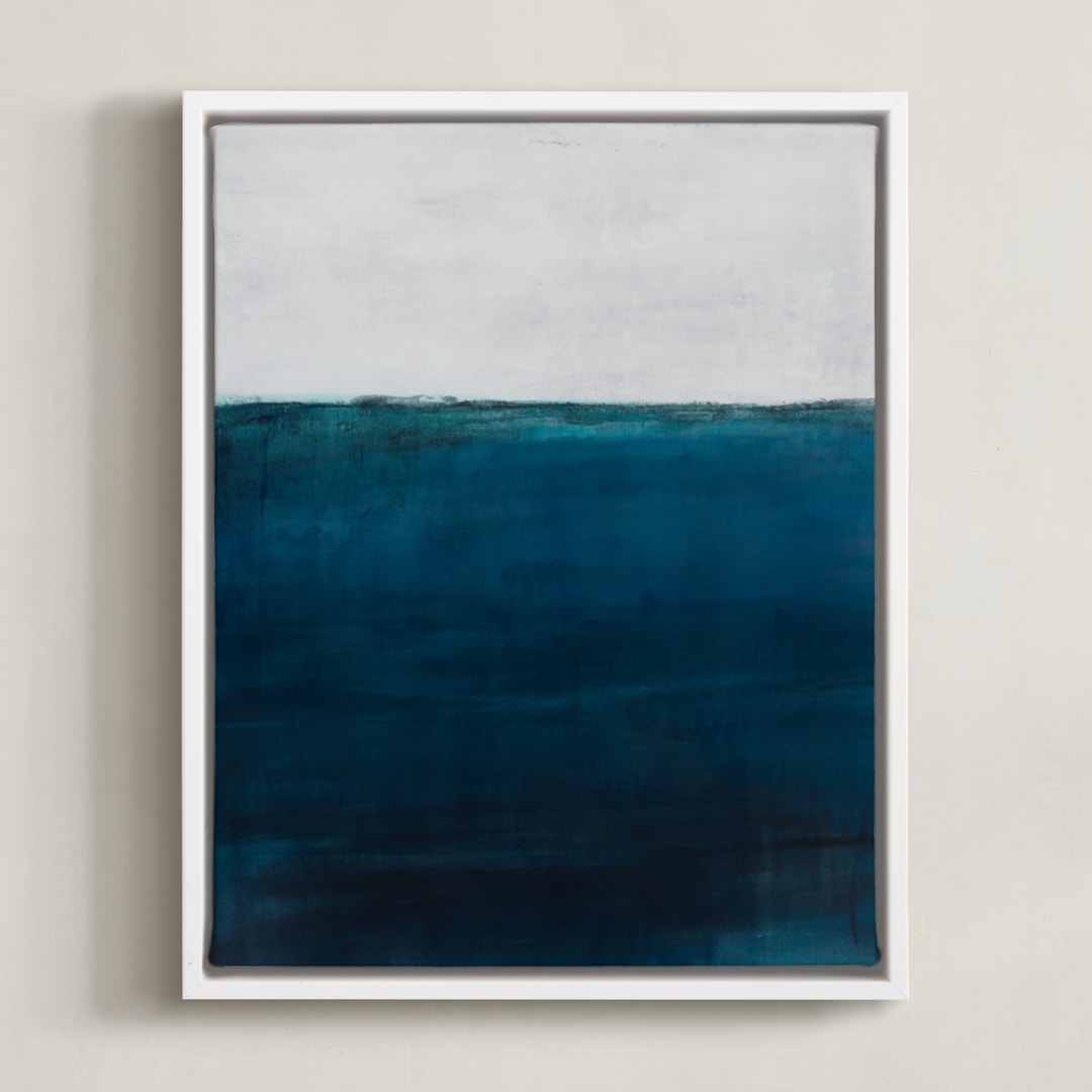 "Below the Sea" - Art Print in Ocean Blue by Melissa Marquardt - Framed Canvas