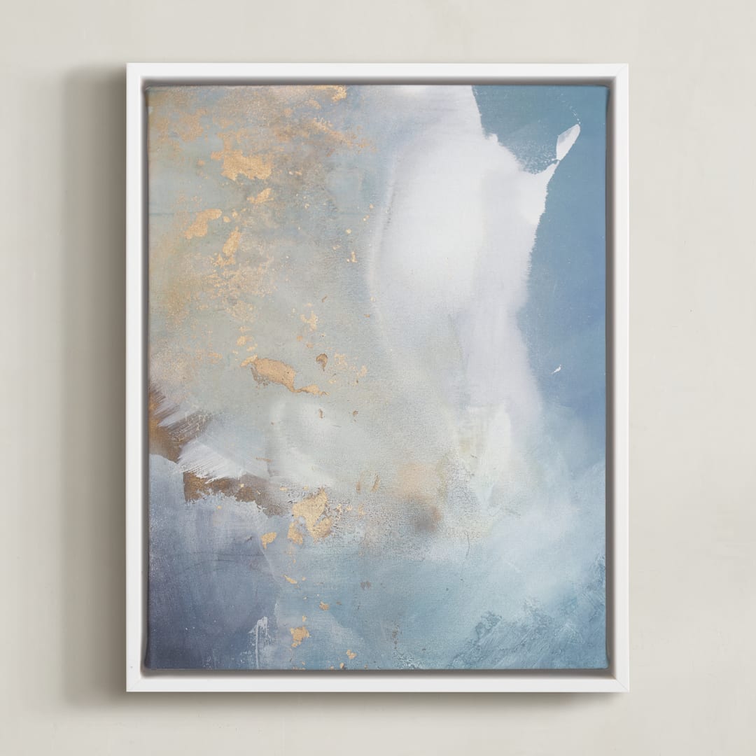 "Undertow" - Art Print in Gray Blue by Julia Contacessi - Framed Canvas