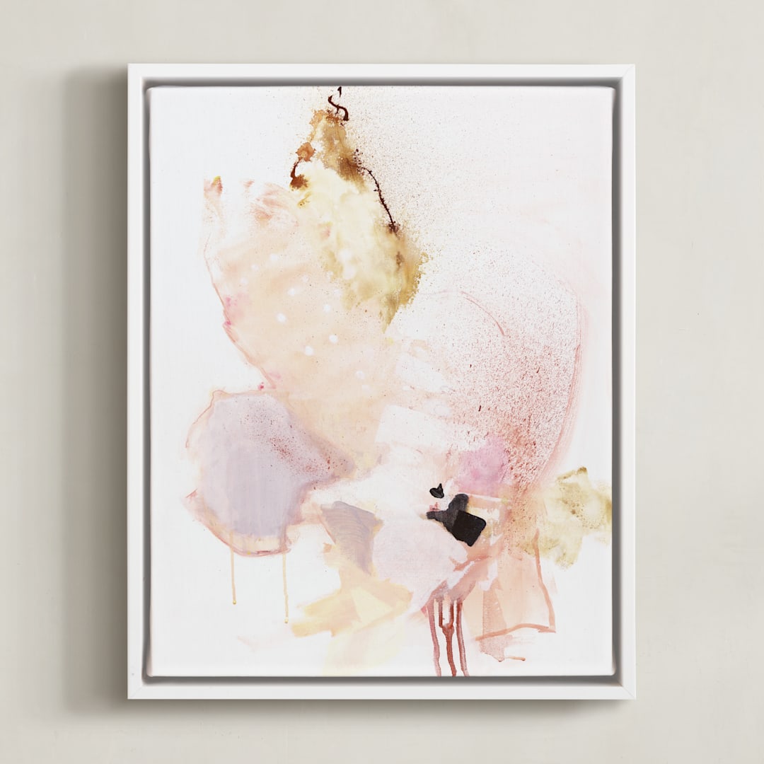 "Delicate" - Art Print in blush pink by Sarah McInroe - Framed Canvas