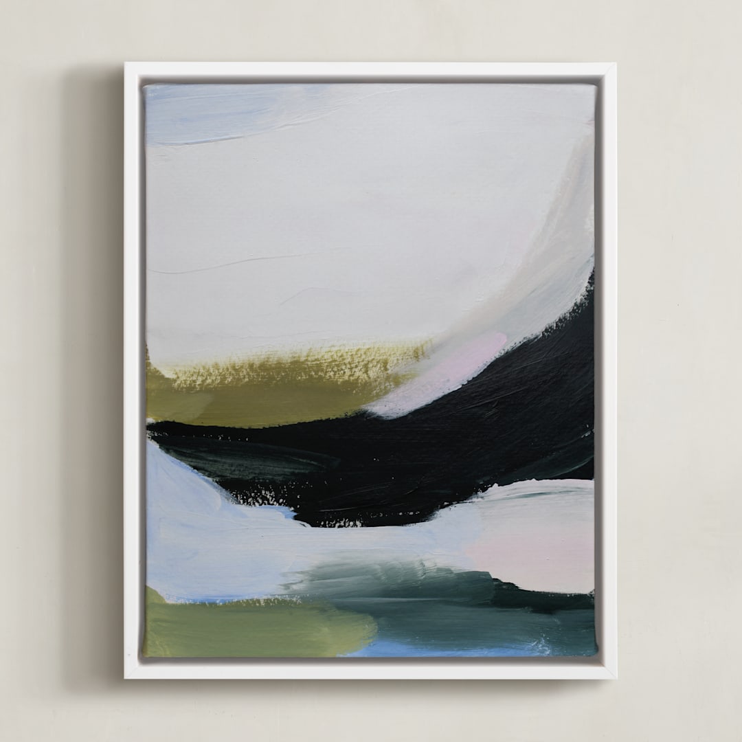 "Elemental layers" - Art Print in Olive by Melanie Severin - Framed Canvas