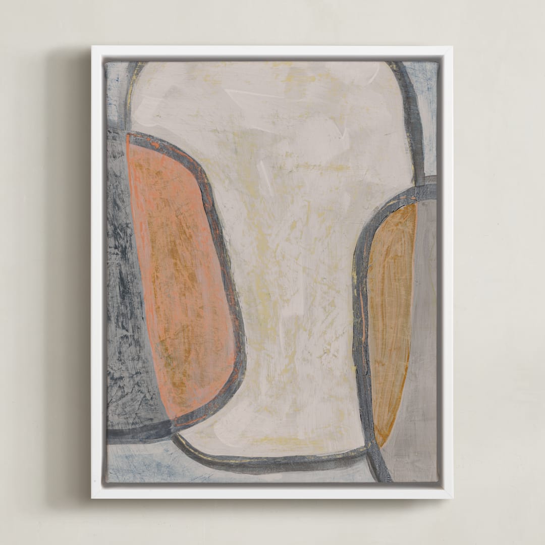 "calm distress" - Art Print in beachy grey by Kate Cawood - Framed Canvas