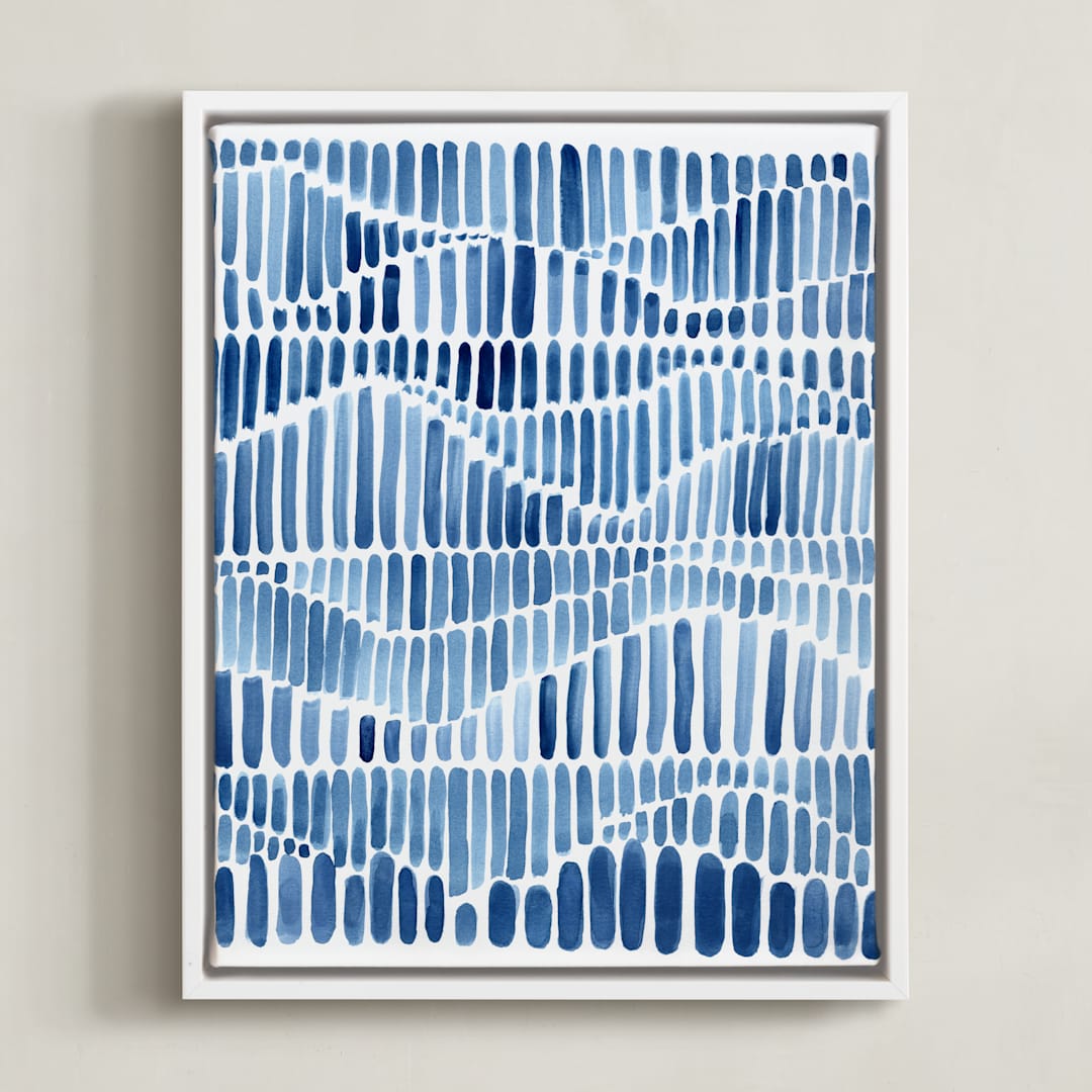 "Indigo Rhythm" - Art Print in White by Kristi Caterson - Framed Canvas