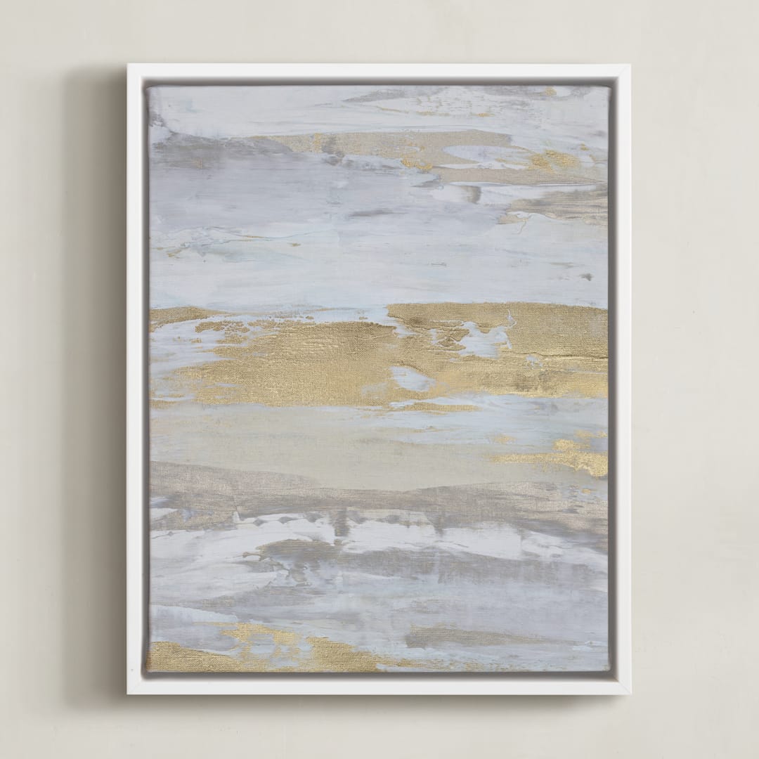 "Malibu Gold No. 1" - Art Print in Soft Neutral by Julia Contacessi - Framed Canvas