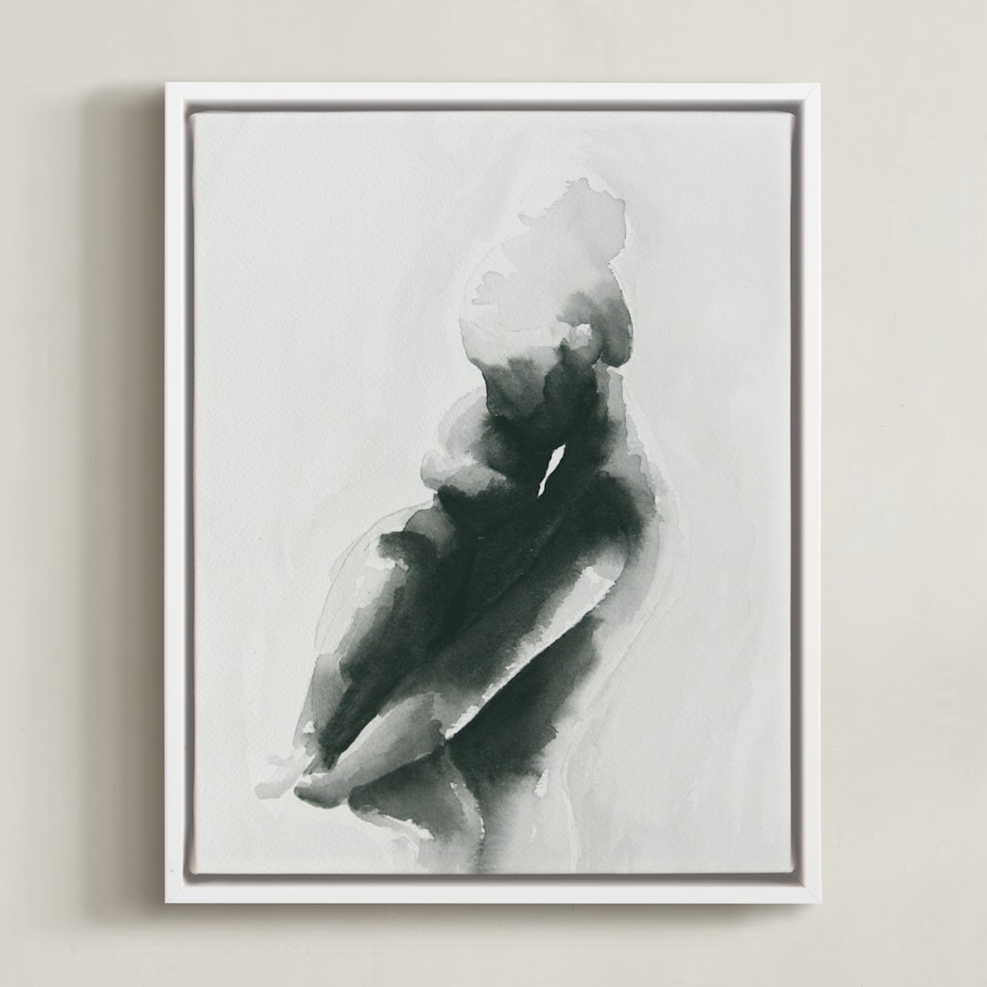 "Mother Embrace Color" - Art Print in Pewter by Kate Ahn - Framed Canvas