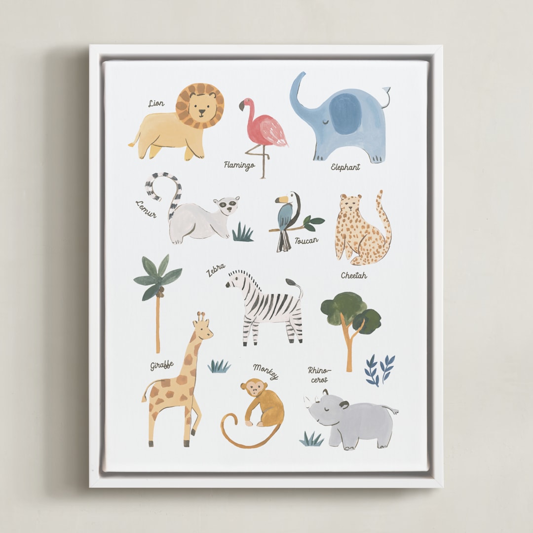 "Safari Friends 1" - Art Print in Safari by Teju Reval - Framed Canvas
