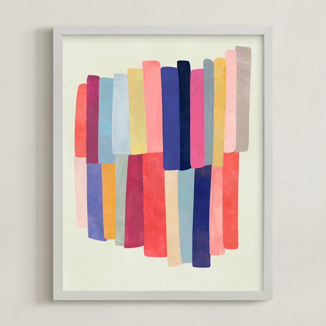 "Barred" - Art Print in White by melanie mikecz - Framed