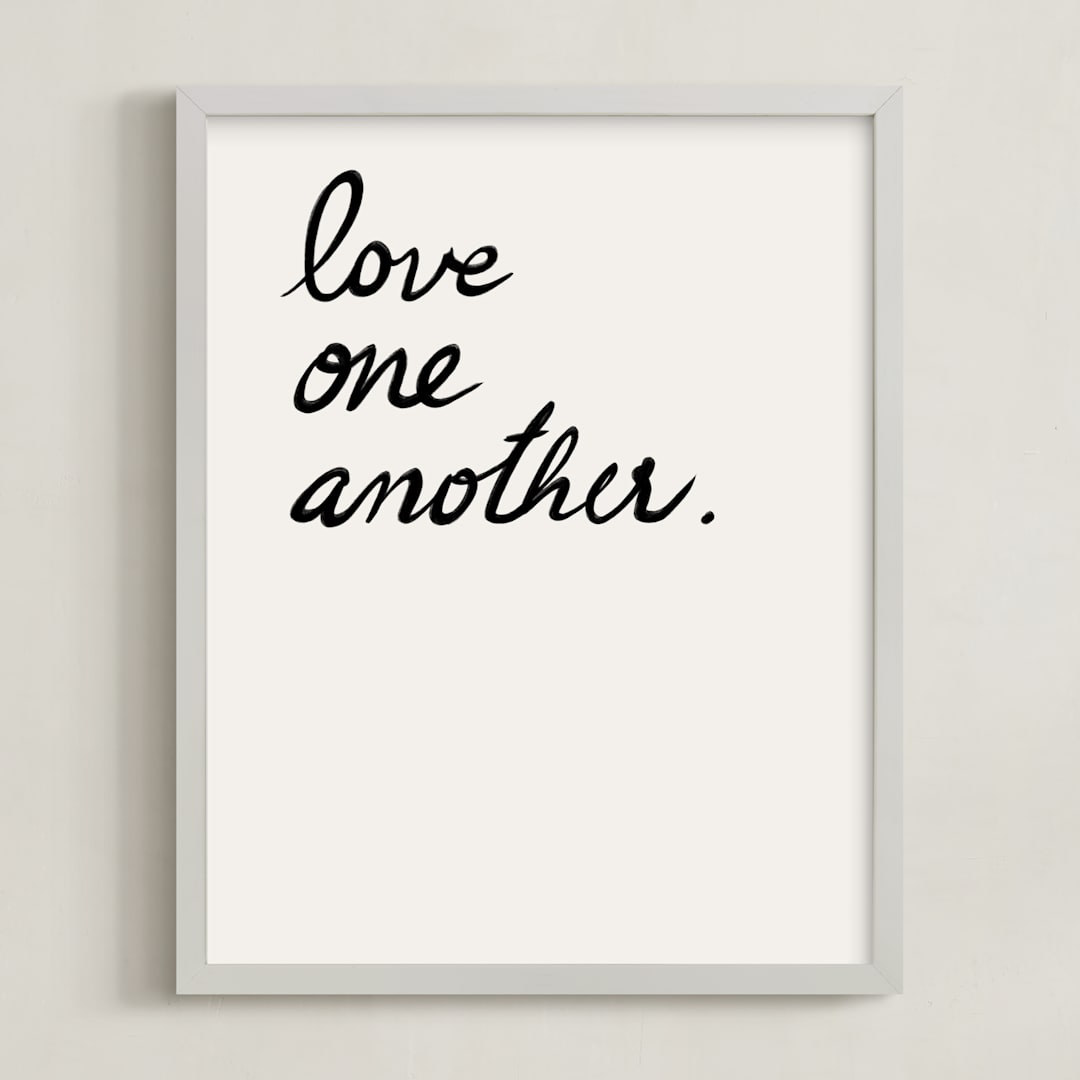 "Love one, Love all" - Art Print in white by Maja Cunningham - Framed