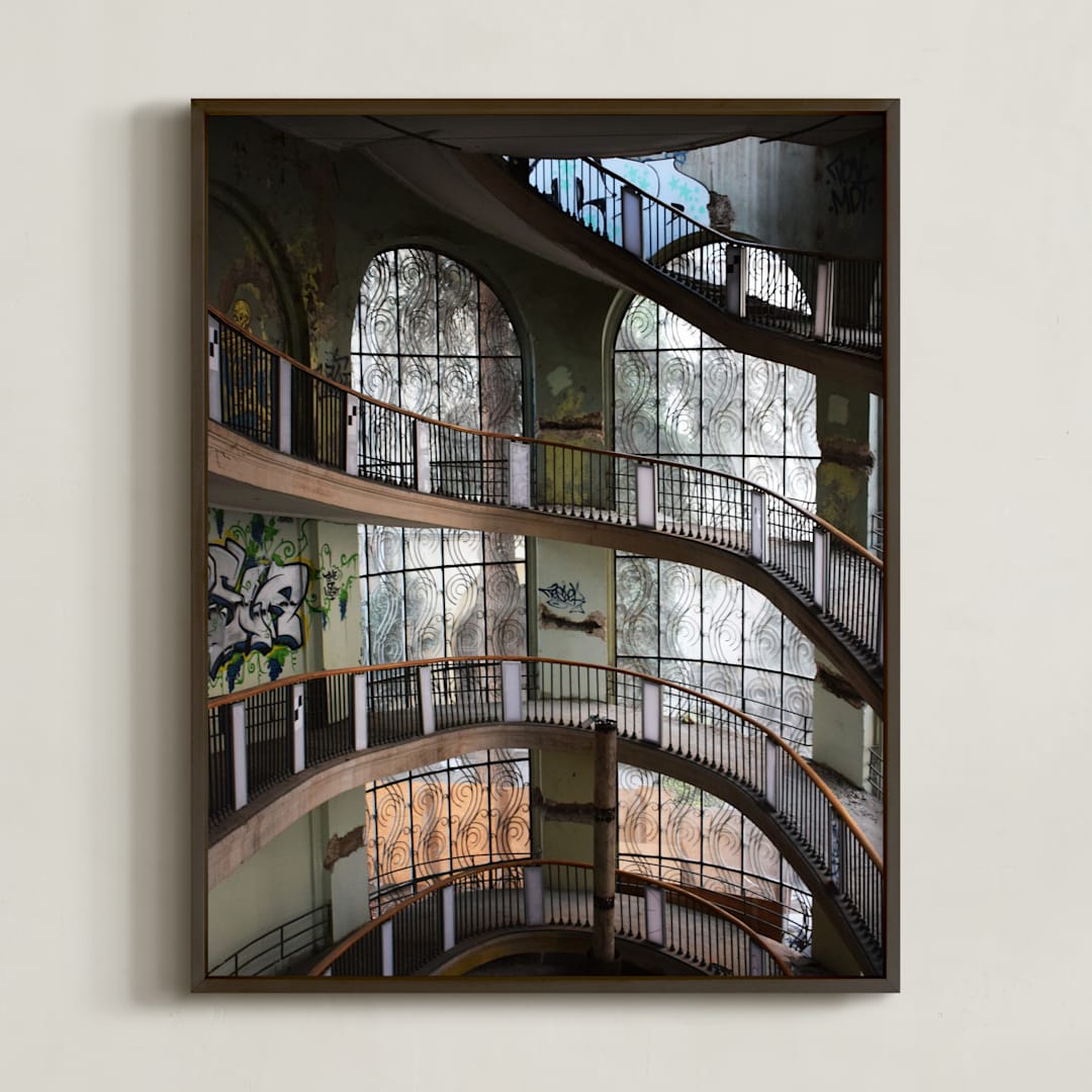 "Abandoned architectural beauty" - Art Print in stone by Greta Staknyte - Framed