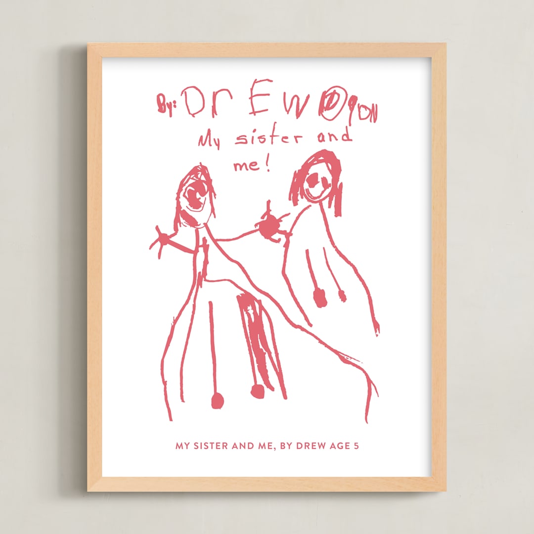 "Your Drawing: Portrait Custom Print" - Custom Print in Pink Grapefruit by Minted - Framed