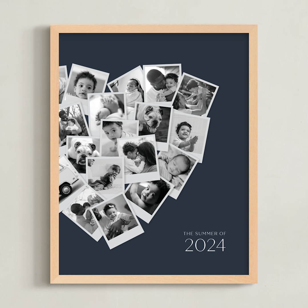"Modern Heart Snapshot Mix® Cool Tones" - Framed Photo in Midnight Blue by Minted - Framed