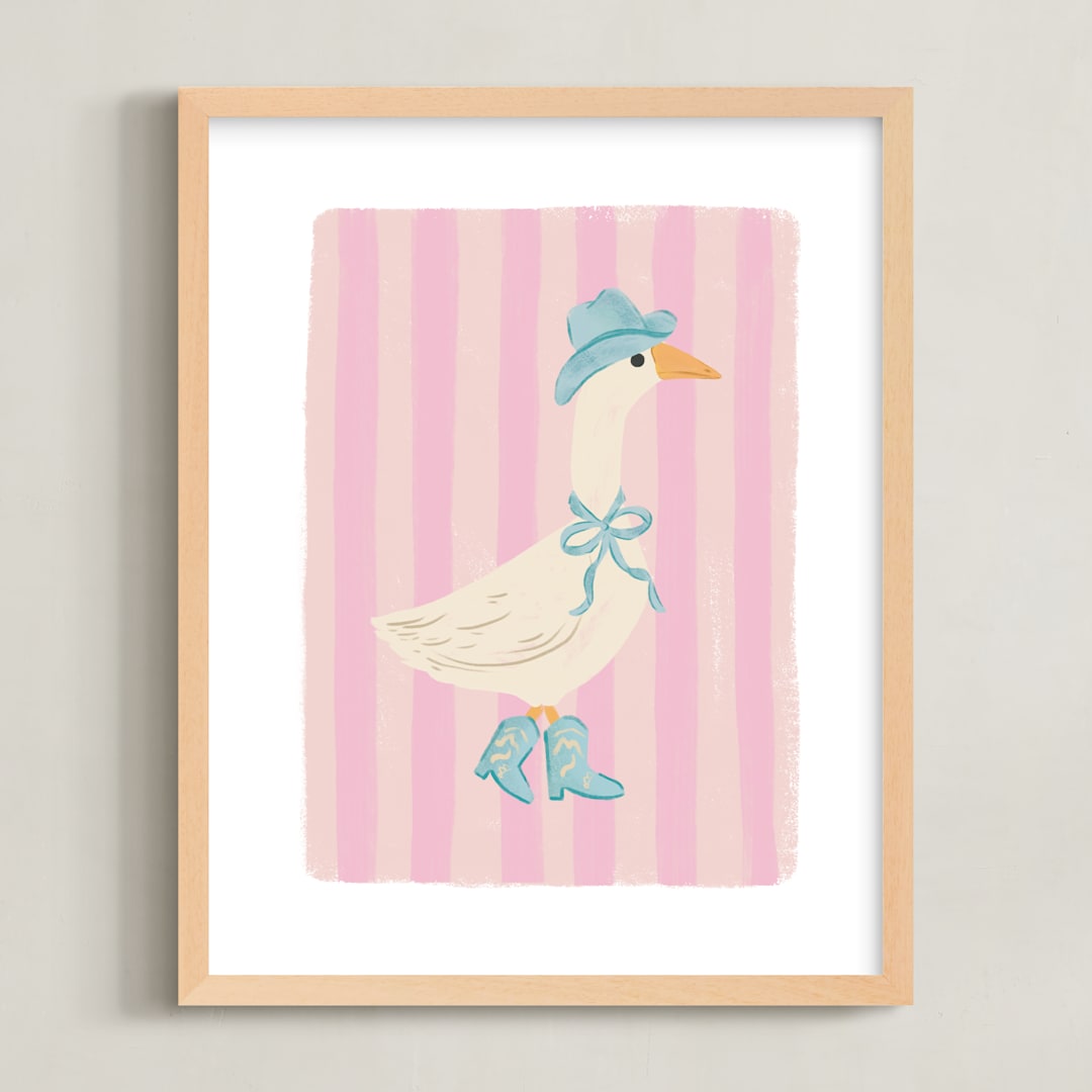 "Western Waddle" - Art Print in Rose by Creo Study - Framed