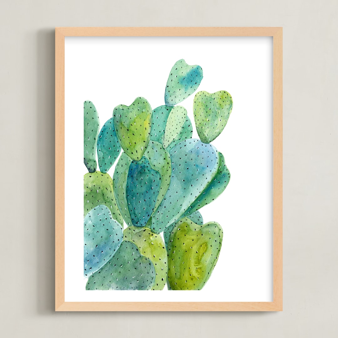 "Cacti" - Art Print in Cactus green by Alexandra Dzh - Framed