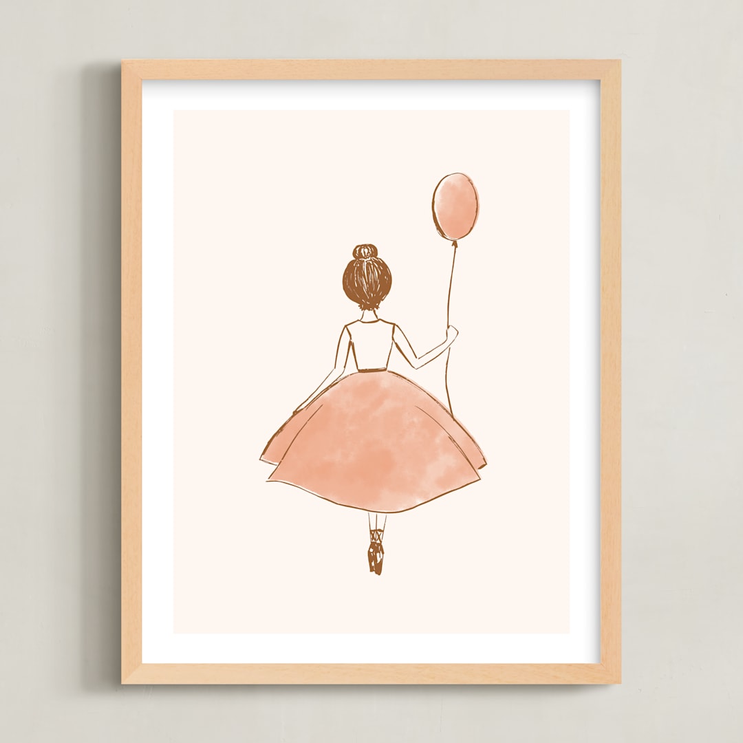 "My Little Ballerina" - Art Print in Peach by Belia Simm - Framed