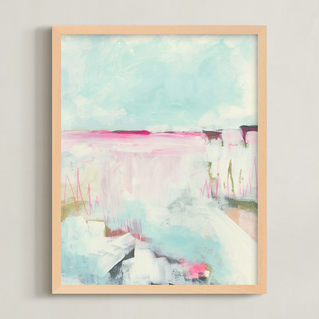 "Somewhere Out There" - Art Print in Sky Blue by Karyn Denten - Framed