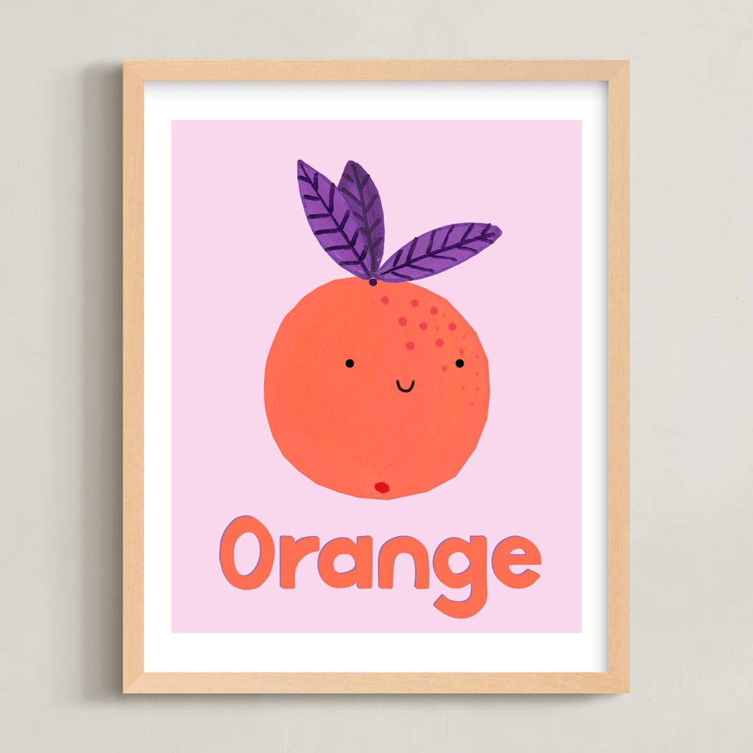 "My Fruity Family II" - Art Print in Light Pink by Marta Crea - Framed