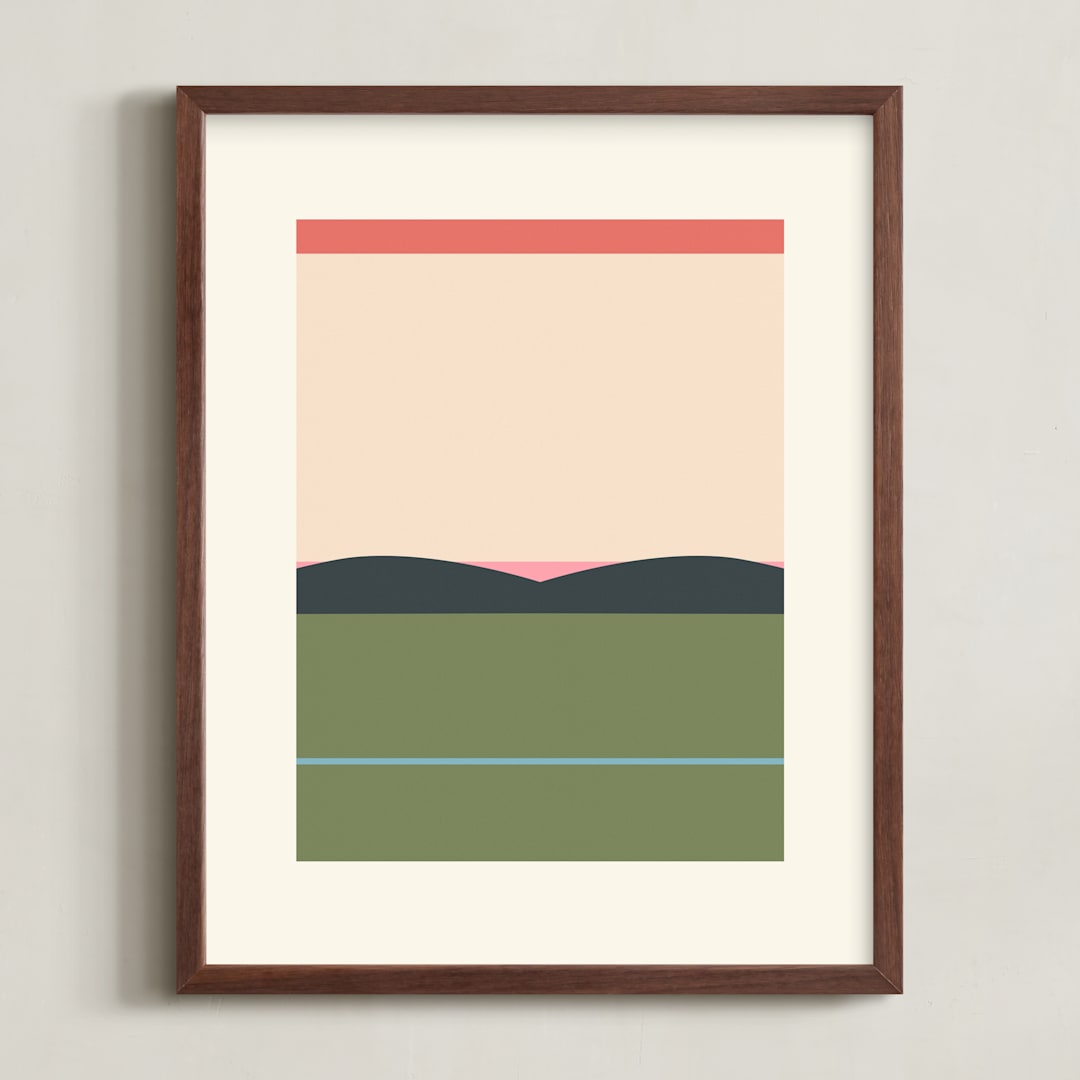 "Horizons Set 3" - Art Print in Grass Green by Roseanne Kenny - Framed